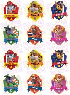 the paw patrol stickers are all different colors