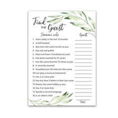 a printable game with the words find the guest