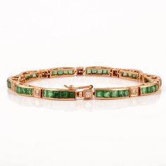 This is a classic style tennis bracelet. A must-have statement piece for every woman. It's a classic luxury to have. A perfect gift for your loved ones.-Material - Solid 18K Yellow Gold -Gemstone -  Guanine Emeralds & Diamonds-Gross weight - 12.90 gramsYou can also go to my shop Home for more similar bracelets: https://www.etsy.com/in-en/shop/Silver AppealWe offer free resizing, and any customization is welcome.A satisfied customer is our top priority, and we try our best to make these timel Luxury Classic Bracelets With Birthstone, Luxury Classic Gemstone Tennis Bracelet, Elegant Gold Emerald Tennis Bracelet, Elegant Emerald-cut Tennis Bracelet For Anniversary, Classic Green Emerald Tennis Bracelet, Green Emerald Gemstone Tennis Bracelet, Emerald Gemstone Tennis Bracelet, Gift, Bracelet Emerald, Blue Sapphire Studs