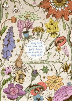 a card with flowers and words on the front, which reads many people at all times are