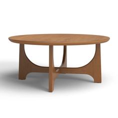 an oval wooden table with two legs and a circular top, on a white background