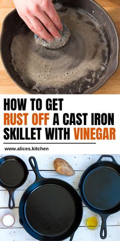 how to get rust off a cast iron skillet with vinegar