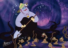 an animated character is holding a stick and surrounded by other cartoon characters in the background