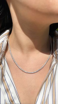 10.00CT Round Brilliant Diamond Tennis Necklace Diamond Tennis Necklace, Luxe Jewelry, Tennis Necklace, Brilliant Diamond, Diamond Sizes, Round Brilliant, Round Diamonds