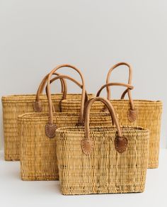 Beach Basket, Hand Sewn Leather, Straw Tote, Fashion Handbags, Leather Handle, Flat Weave, Storage And Organization, Storage Baskets, Basket Weaving