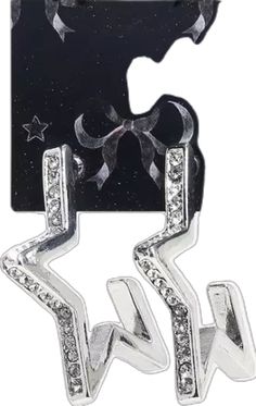 Trendy Star-embellished Party Jewelry, Trendy Star Embellished Jewelry For Parties, Trendy Star Embellished Party Jewelry, Silver Star Hoop Earrings For Parties, Silver Star Shaped Hoop Earrings For Party, Silver Hoop Earrings With Star Charm For Party, Silver Star-shaped Hoop Earrings For Party, Silver Star Embellished Earrings For Party, Silver Star-shaped Crystal Earrings For Party