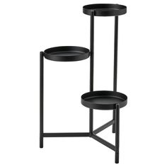 three tiered trays with black metal bases