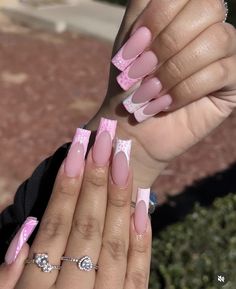 Nails With Design, 2024 Nails, Basic Nails, Cute Acrylic Nail Designs, Nail Sets, Long Square Acrylic Nails, Acrylic Nails Coffin Short, Pink Acrylic