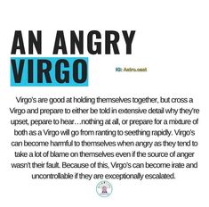 an angry virgo quote on white paper with blue and black text overlaying it