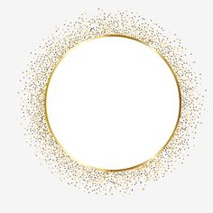 a round frame with gold confetti around it