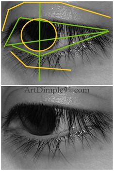 an eye with green lines on the iris and yellow lines on the upper part of the iris