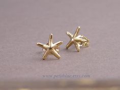 Yellow Gold Starfish Earrings For Gift, Yellow Gold Ocean-inspired Earrings For Gift, Ocean-inspired Yellow Gold Earrings As Gift, Starfish Anklets, Small Stud Earrings, Starfish Earrings, Simple Stud Earrings, Nautical Jewelry, Jewelry Bridesmaid