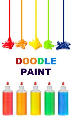 the words doodle paint are painted in different colors