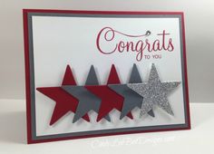 a card with three stars on it and the words congrats to you written in red