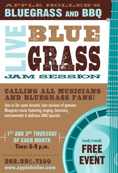 a poster for the blue grass jam session