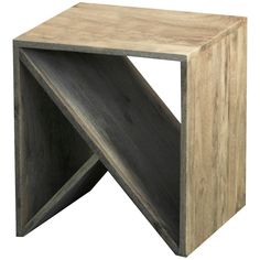 a wooden side table with one section missing