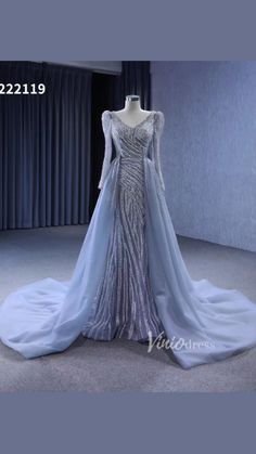 This exquisite Beaded Grey Wedding Dresses Removable Train Mermaid Evening Gown will make you the belle of the ball. Its beaded grey fabric is encrusted with delicate detailing, and the removable train is perfect for a dramatic entrance and lasting impression. Add a touch of luxury to your special day with this gorgeous gown.

Size available: US2-26W and custom size.

Available in more colors

Delivery time: 15-25 days

Email: service@viniodress.com 

For wholesale price contact WhatsApp: +8615995748189 Muslim Prom Dress, Heavy Beaded Wedding Dress, Grey Wedding Dress, Grey Gown, Backless Evening Dress, Mermaid Evening Gown, Satin Evening Dresses, Sequin Evening Dresses, Blue Mermaid