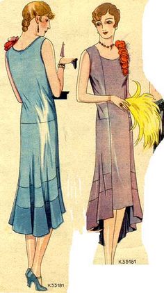 1929 Beyer’s Modenblatt dinner dress, from Germany 1930 Fashion, Vintage Dress Patterns, Retro Mode, Dinner Dress, 1920s Fashion, Historical Dresses