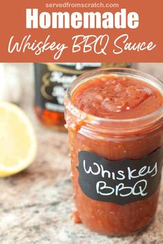 homemade whiskey bbq sauce in a mason jar