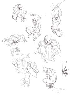 some character sketches for the spider - man movie