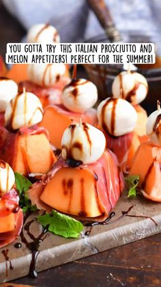 small appetizers are arranged on a tray