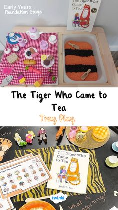 Enjoy exploring The Tiger Who Came to Tea with these great activities. Thanks to @playideaswithapril @misscteacher World Book Week Activities, The Tiger That Came To Tea Activities, Eyfs Book Activities, The Tiger Who Came To Tea Eyfs, Tiger Came To Tea Activities, Tiger Who Came To Tea Tuff Tray, World Book Day Activities For Toddlers, Tiger Who Came To Tea Party, The Tiger Who Came To Tea Activities