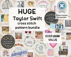 cross stitch pattern bundle huge taylor swift, taylor smith and more - includes over $ 500 value