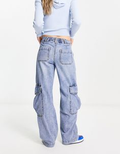 Signature 8 utility multi pocket cargo jeans in mid wash blue | ASOS Cargo Jeans, Asos, Free Delivery, Wardrobe, Blue