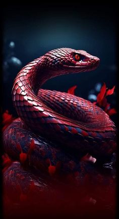 a red snake with its tongue out on the ground