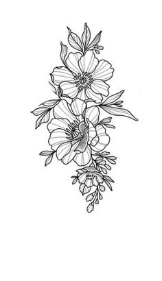 a line drawing of flowers on a white background