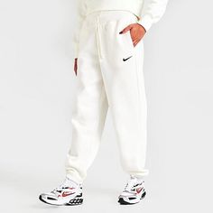 Women's Nike Sportswear Phoenix Fleece Oversized High-Waist Jogger Pants Size Large Color: Sail/Black Nike Oversized Fit Sweatpants, Phoenix Nike Sweatpants, Jogging Bottoms Nike, Pantalon Nike Large, Nike Sportswear Phoenix Fleece Pants, Nike White Joggers, White Nike Sweatpants, Nike Fleece Sweatpants, Nike Pants For Women