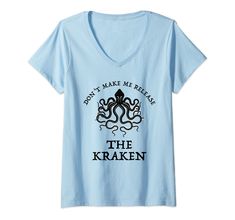 the kraken t - shirt is light blue and has an octopus on it