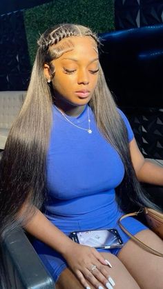 Two Braid Lace Front Wig, Black Human Hair Wigs, 2 Braid Wig Hairstyles, Straight Wig Hairstyles Black Women Middle Part, Wig Install Hairstyles Straight Hair, Straight Wig Hairstyle Ideas, Straight Hair Wig Hairstyles, Straight Lace Hairstyles, Middle Part Wig Styles