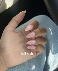 Acrylic Nails Tan Skin, Almond Point Nails, Clear Pink Almond Nails, Almond Nails Light Pink, Pink Nude Almond Nails, Milky Pink Almond Nails, Translucent Pink Nails, Milky Pink Nails, Kutek Disney