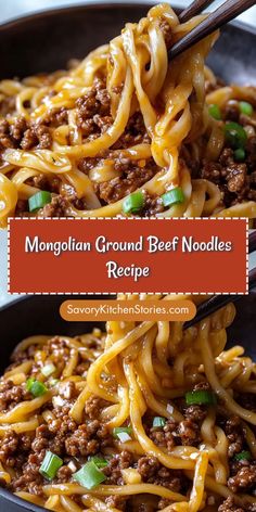 Mongolian Beef Recipe Ground, Mongolian Ground Beef Noodles, Ground Beef Noodles, Mongolian Ground Beef, Ground Recipes, Comforting Dinner, Beef Noodles, Noodles Recipe, Ground Beef Recipes For Dinner