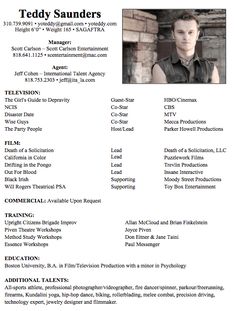 the acting resume for an actor is shown in this file, and it includes references