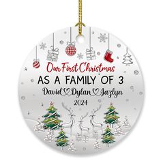 personalized christmas ornament for the family of 3