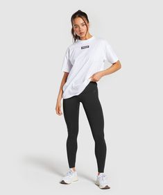 NEW KID ON THE BLOCK With bold Gymshark branding, style your Block pieces with anything and wear for your next training or rest day. • Comfy cotton fabric SIZE & FIT• Oversized fit• Model is 5'6" and wears size S MATERIALS & CARE• 100% Cotton SKU: B6A3Z-WB86 Casual Letter Print T-shirt For Training, Breathable Stretch Cotton T-shirt, Breathable Cotton Stretch T-shirt, White Athletic Fit T-shirt For Workout, Athleisure Stretch T-shirt With Logo Print, Functional Cotton T-shirt For Gym, White Letter Print T-shirt For Training, Sporty Workout T-shirt With Branding, Comfortable Cotton Training T-shirt