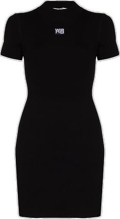 Fitted Mini Dress, Mini Dress Black, Black Logo, Mini Black Dress, Alexander Wang, Dress Black, Alexander, Short Sleeves, Women Wear