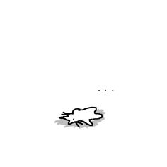 a black and white drawing of a cat laying on the ground with its head down