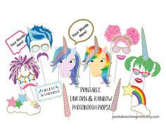 unicorn and rainbow photo booth props