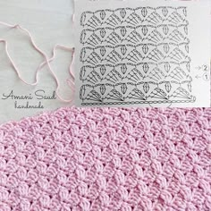 the crochet pattern is being worked on