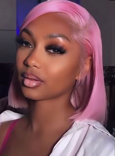 Pink Hair On Dark Skin, Pink Hair Dark Skin, Fav Hairstyles, Birthday Fit, Lace Fronts, Wig Ideas, Faux Locs Hairstyles