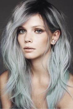 blue grey hair Trendy We Fryzurach, Hair Chalk, Long Gray Hair, Pastel Hair, Hair Envy, Grunge Hair, Gray Hair, Grey Hair, Great Hair