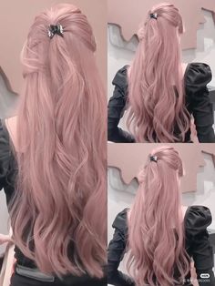 Milky Pink Hair, Lavender Pink Hair, Grey Pink Hair, Lavender And Blonde Hair, Pale Pink Hair, Rose Hair Color, Blonde Pink, Blonde Locks, Peekaboo Hair