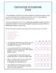 the imposter syndrome test is shown in this document