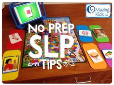 a table topped with lots of cards and magnets next to a computer screen that says no prep slip tips