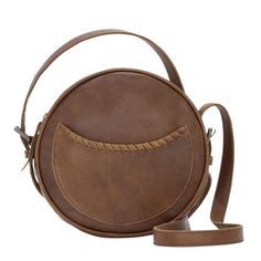 The Lila Crossbody by TrueLu Circle Bag, Brown Leather Shoulder Bag, Round Leather