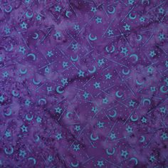 purple and blue fabric with stars and moon designs