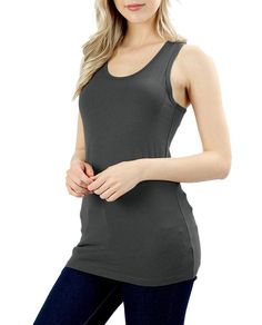 Your comfortable everyday basic racerback tank top. Sleeveless with a scoop neck design. Comfortable cotton with spandex for added stretch. Smooth fabric in a straight cut. Great for layering, workout, or any casual event.







 Fabric: 95% Cotton | 5% Spandex | Comfortable Cotton Fabric 
 Racerback Design | Straight Cut | Not See Through | Stretchy | Smooth Material (Not Ribbed) 
 Sleeveless | Body Length: 26.5", Chest: 29.5" Measured from Small 
 Lightweight | Solid | Great for Running, Gym, Basic Racerback Tank Top, Multicolor Maxi Dress, Contrast Hoodie, Workout Tops For Women, Bohemian Maxi, Tunic Hoodie, Bohemian Maxi Dress, Yoga Tank Tops, Tunic Styles